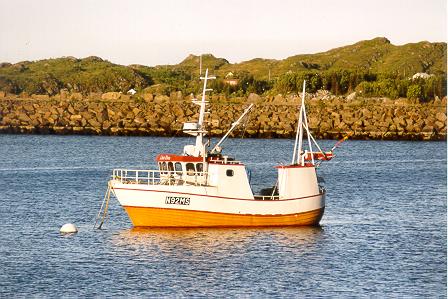 Fischerboot im Hafen von Moskenes